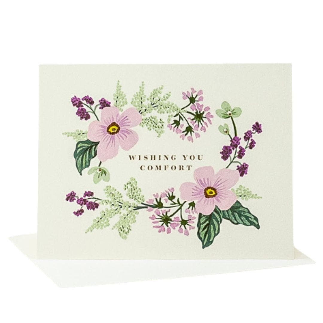 Wishing You Comfort Bouquet Card - Green Fresh Florals + Plants